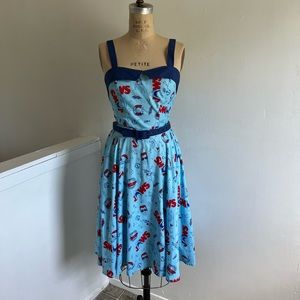 Unique Vintage X Jaws Blue Swing Dress